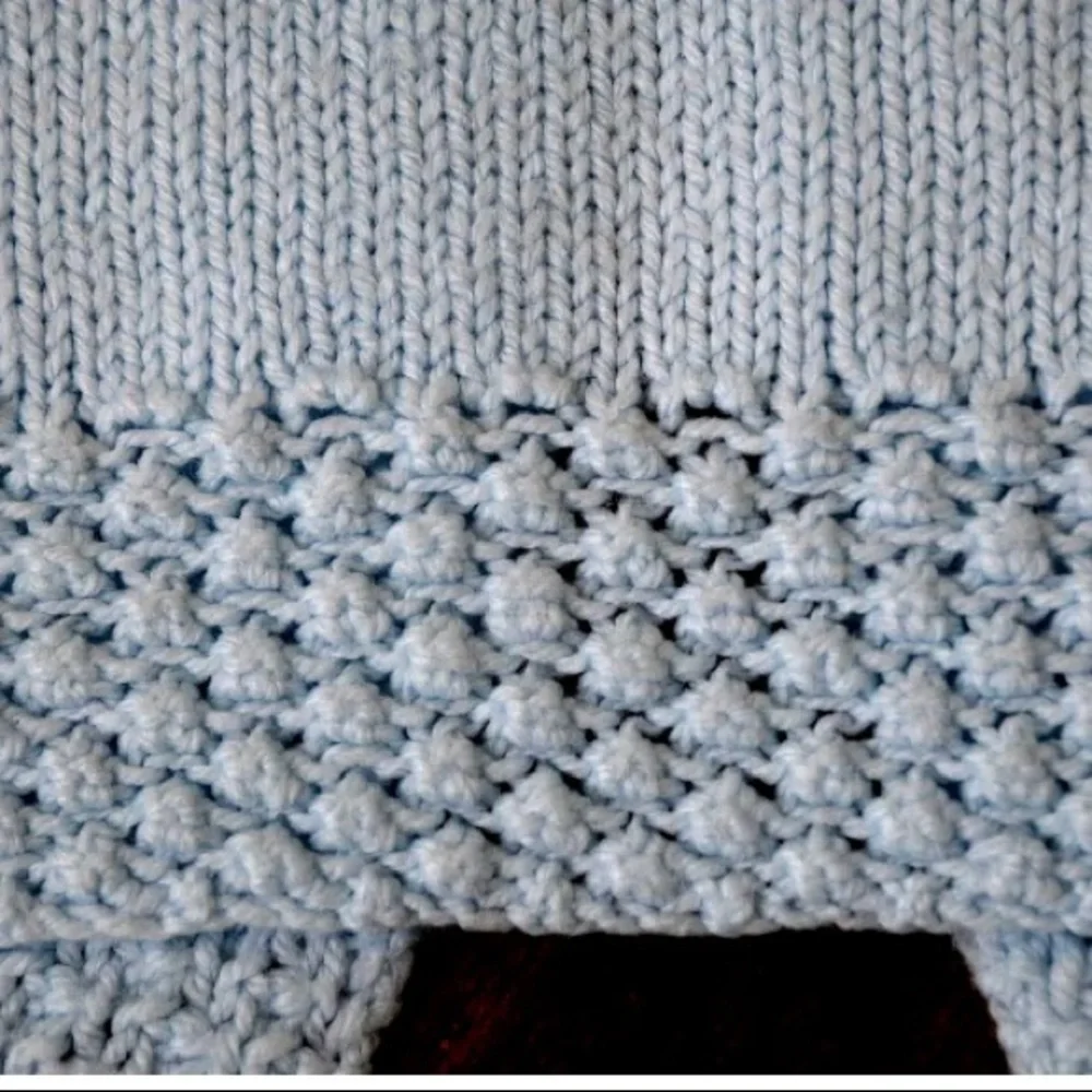 Handknitted  Baby Cardigan Sweater Baby blue w/One  Button Raglan sl. 3-… - Picture 7 of 7